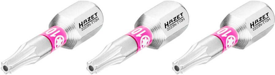 Hazet Bit 2223N-T10H 3 · 1 4 inch (6 3 mm) zeskant massief · Tamper resistant TORX -profiel · 3-delig · SW T10H