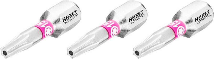 Hazet Bit 2223N-T15H 3 · 1 4 inch (6 3 mm) zeskant massief · Tamper resistant TORX -profiel · 3-delig · SW T15H