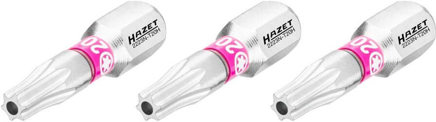 Hazet Bit 2223N-T20H 3 · 1 4 inch (6 3 mm) zeskant massief · Tamper resistant TORX -profiel · 3-delig · SW T20H