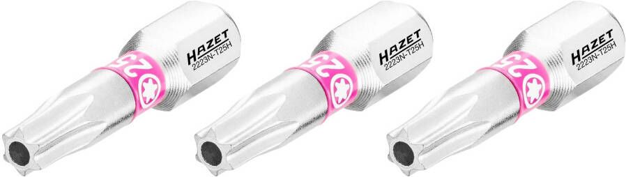 Hazet Bit 2223N-T25H 3 · 1 4 inch (6 3 mm) zeskant massief · Tamper resistant TORX -profiel · 3-delig · SW T25H