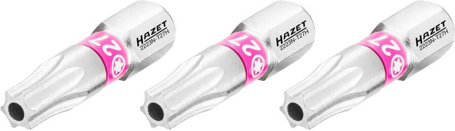 Hazet Bit 2223N-T27H 3 · 1 4 inch (6 3 mm) zeskant massief · Tamper resistant TORX -profiel · 3-delig · SW T27H
