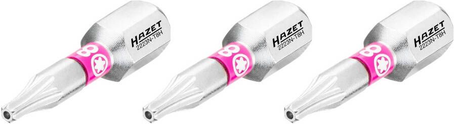 Hazet Bit 2223N-T8H 3 · 1 4 inch (6 3 mm) zeskant massief · Tamper resistant TORX -profiel · 3-delig · SW T8H