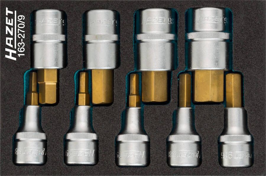 Hazet Dopsleutelbitset 163-270 9 1 2 inch (12 5 mm) vierkant hol Binnen-zeskant-profiel 9-delig 5 19