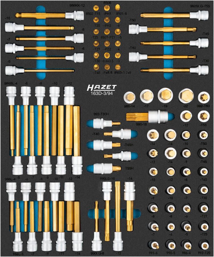 Hazet Dopsleutelbitset 163D-3 94-delig 3 10 M5 M18 PH1 PH2 PZ1 PZ2 T15 T60