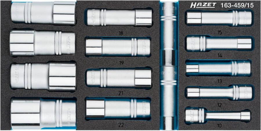 Hazet Dopsleutelset 163-459 15 1 2 inch (12 5 mm) vierkant hol Buiten-zeskant-tractieprofiel 15-delig 10 32