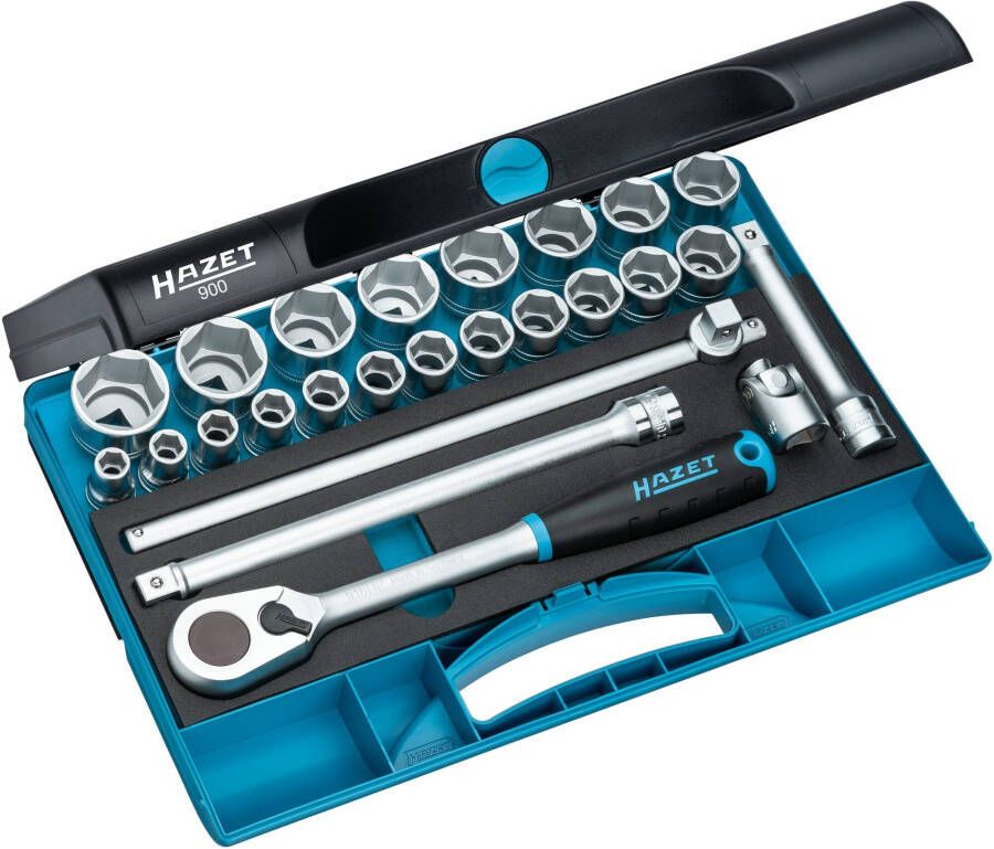 Hazet Dopsleutelset | 900 | 25 delig | 1 2 inch | sleutelwijdtes 10-32 mm | aantal tanden 32 | 6-Kant