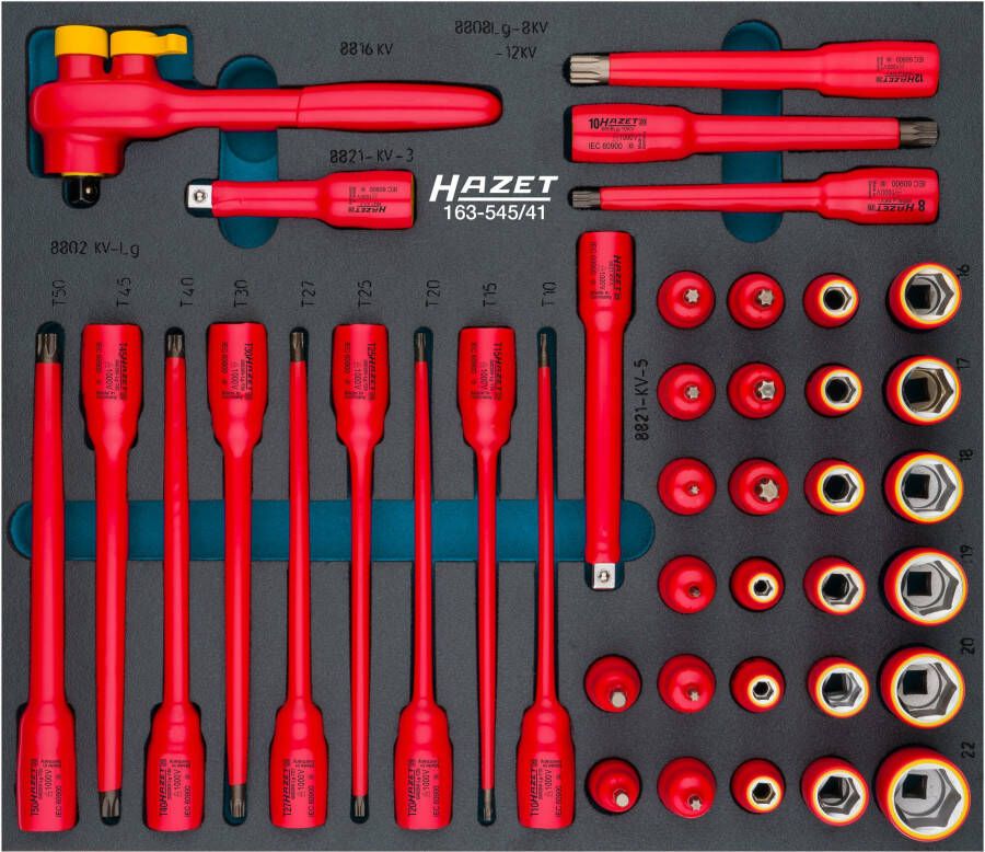 Hazet Dopsleutelset | geïsoleerd | 3 8 inch (10 mm) vierkant hol | Buiten-zeskant-tractieprofiel Binnen-TORX -profiel Binnen-zeskant-profiel