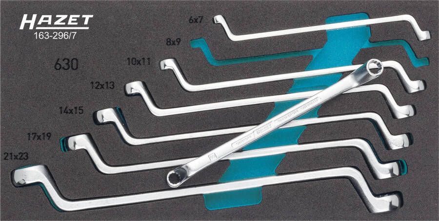 Hazet Dubbele ringsleutelset 163-296 7 Buitentwaalfkant tractieprofiel 7-delig 6 x 7 8 x 9 10 x 11 12 x 13 14 x 15 17 x 19 21 x 22