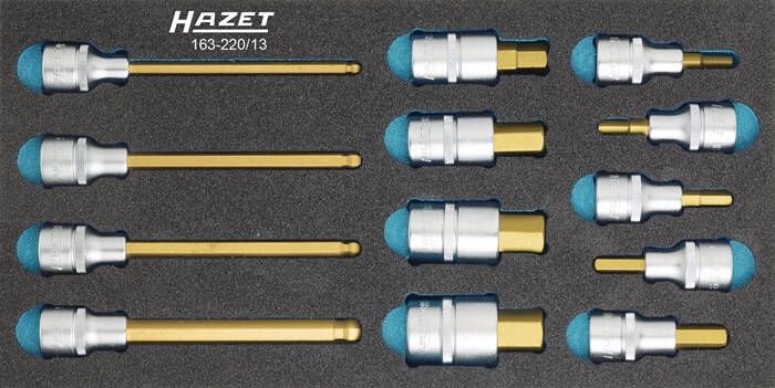 Hazet Dopsleutelbitset 163-220 13 · 1 2 inch (12 5 mm) vierkant hol · Binnen-zeskant-profiel · 13-delig · 5 10