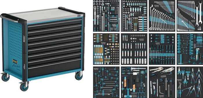 Hazet Gereedschapwagen Assistent 179NXXLD assortiment 179NXXL-8D 619-delig Laden ondiep: 7× 81 x 870 x 522 mm Laden diep: 1× 166 x 870