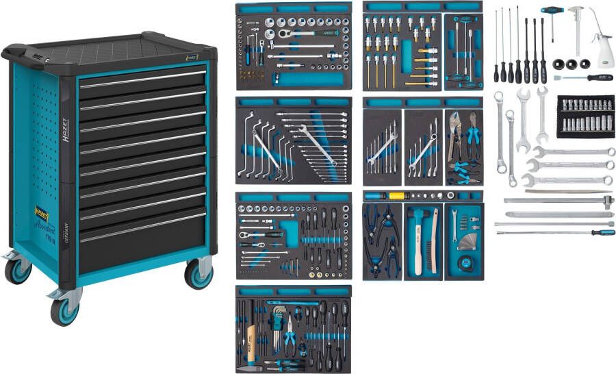 Hazet Gereedschapwagen Assistent 179N assortiment 179N-8-2700 296-delig Laden ondiep: 7× 81 x 522 x 398 mm Laden diep: 1× 166 x 522 x