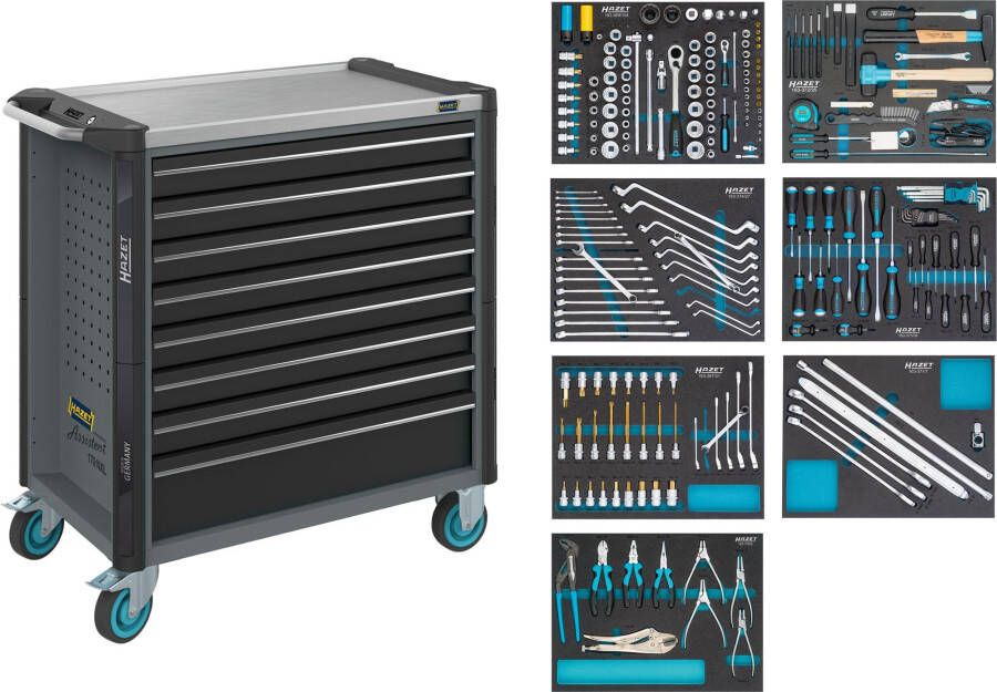 Hazet Gereedschapwagen Assistent 179NXL assortiment 179NXL-8-VW 243-delig Laden ondiep: 7× 81 x 696 x 398 mm Laden diep: 1× 166 x 696