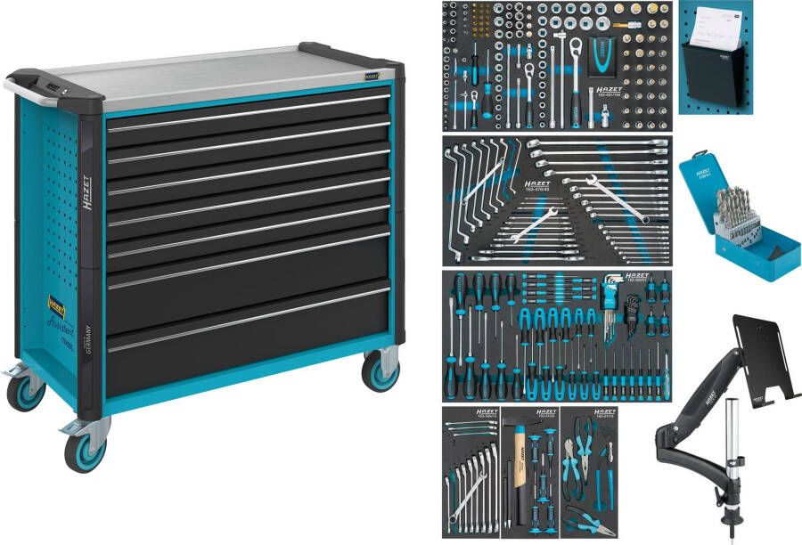 Hazet Gereedschapwagen Assistent 179NXXL assortiment 179NXXL-7 342-delig Laden ondiep: 5× 81 x 870 x 398 mm Laden diep: 2× 166 x 870 x