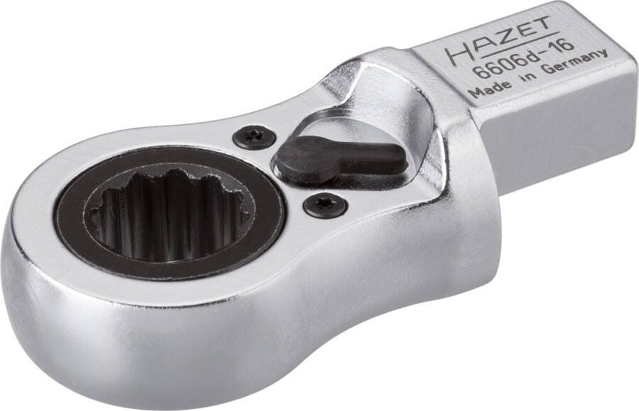Hazet Insteek-ratel-ringsleutel 6606D-16 · 14 x 18 mm insteekvierkant massief · Buitentwaalfkant profiel · SW 16 mm