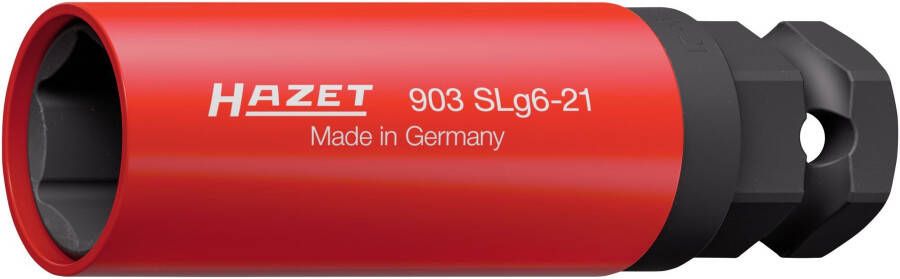 Hazet Krachtdopsleutel 903SLG6-21 · 1 2 inch (12 5 mm) vierkant hol 24 mm buitenzeskant · Buiten-zeskant-tractieprofiel · SW 21 mm