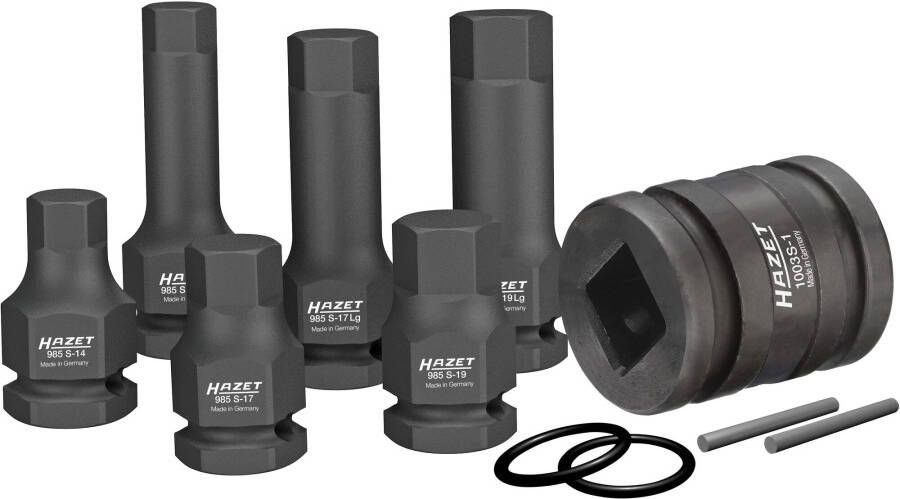 Hazet Krachtdopsleutelbitset 985S 11 · 1 2 inch (12 5 mm) vierkant hol · Binnen-zeskant-profiel · 11-delig · 14 · 17 · 19
