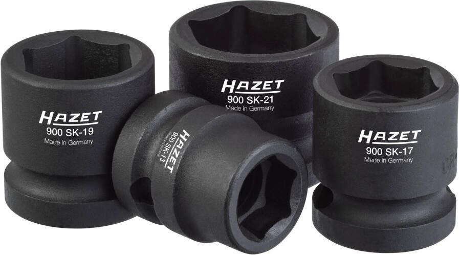 Hazet Krachtdopsleutelset 900SK 4 · 1 2 inch (12 5 mm) vierkant hol · Buiten-zeskant-tractieprofiel · 4-delig · 13 · 17 · 19 · 21