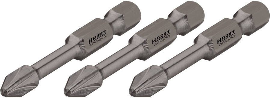 Hazet Krachttorsiebits 2216SLG-PZ3 3 · 1 4 inch (6 3 mm) zeskant massief · Pozidriv-profiel PZ · 3-delig · SW PZ3
