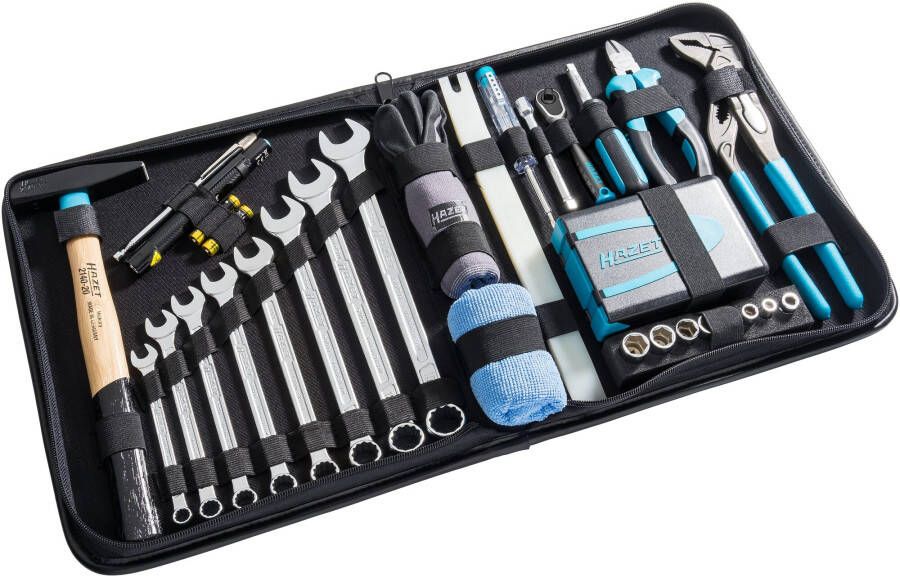 Hazet Lederen tas voor gereedschap | met assortiment 1520 64 | 1 4 inch (6 3 mm) zeskant massief 1 4 inch (6 3 mm) vierkant hol| 64-delig | 3-19 |