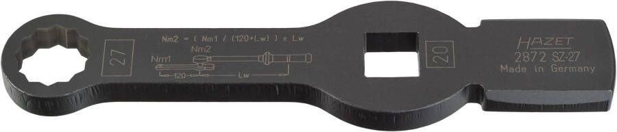 Hazet Ring-slagsleutel · met 2 slagvakken 2872SZ-27 · 3 4 inch (20 mm) vierkant hol · Buitentwaalfkant profiel · SW 27 mm
