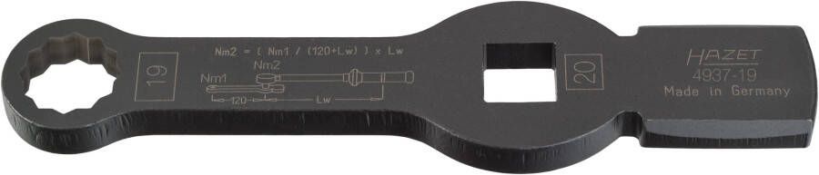 Hazet Ring-slagsleutel · met 2 slagvakken 4937-19 · 3 4 inch (20 mm) vierkant hol · Buitentwaalfkant profiel · SW 19 mm