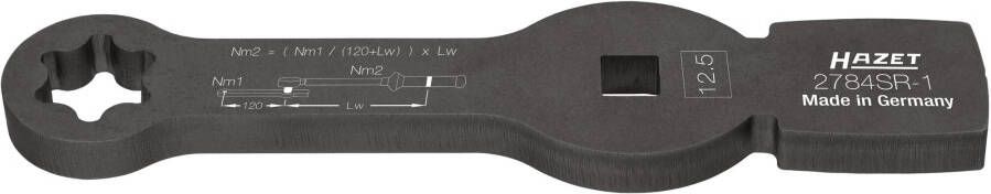 Hazet Ring-slagsleutel · speciaal profiel · met 2 slagvakken 2784SR-1 · 1 2 inch (12 5 mm) vierkant hol · Ribbelprofiel · Lengte: 220 mm