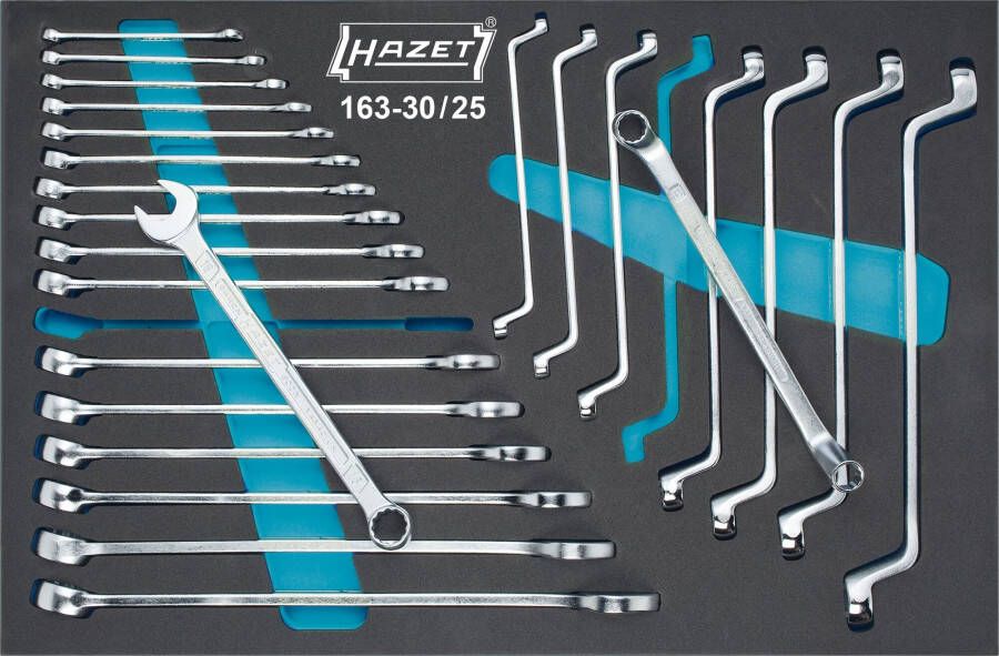 Hazet Ring-steeksleutel- dubbele ringsleutelset 163-30 25 Buitentwaalfkant profiel Buitentwaalfkant tractieprofiel 25-delig 6 24