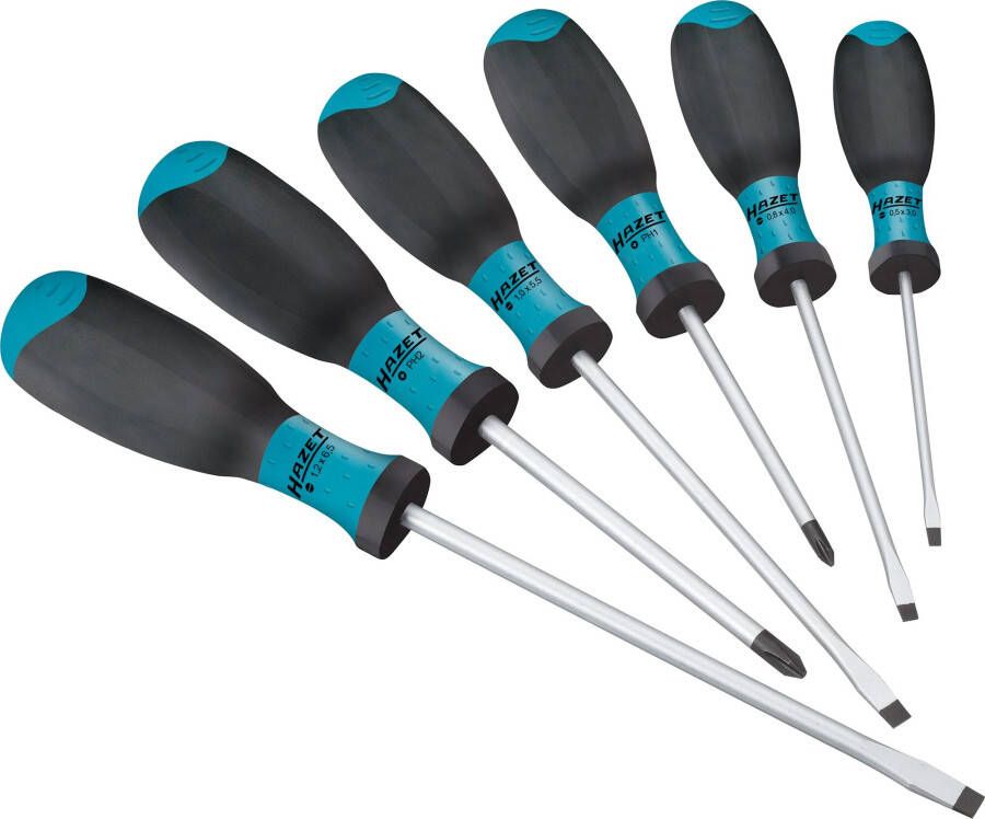 Hazet Schroevendraaierset 810SPC 6 Sleufprofiel Kruiskop profiel PH 6-delig 0 5 x 3 0 - 1 2 x 6 5 PH1 - PH2
