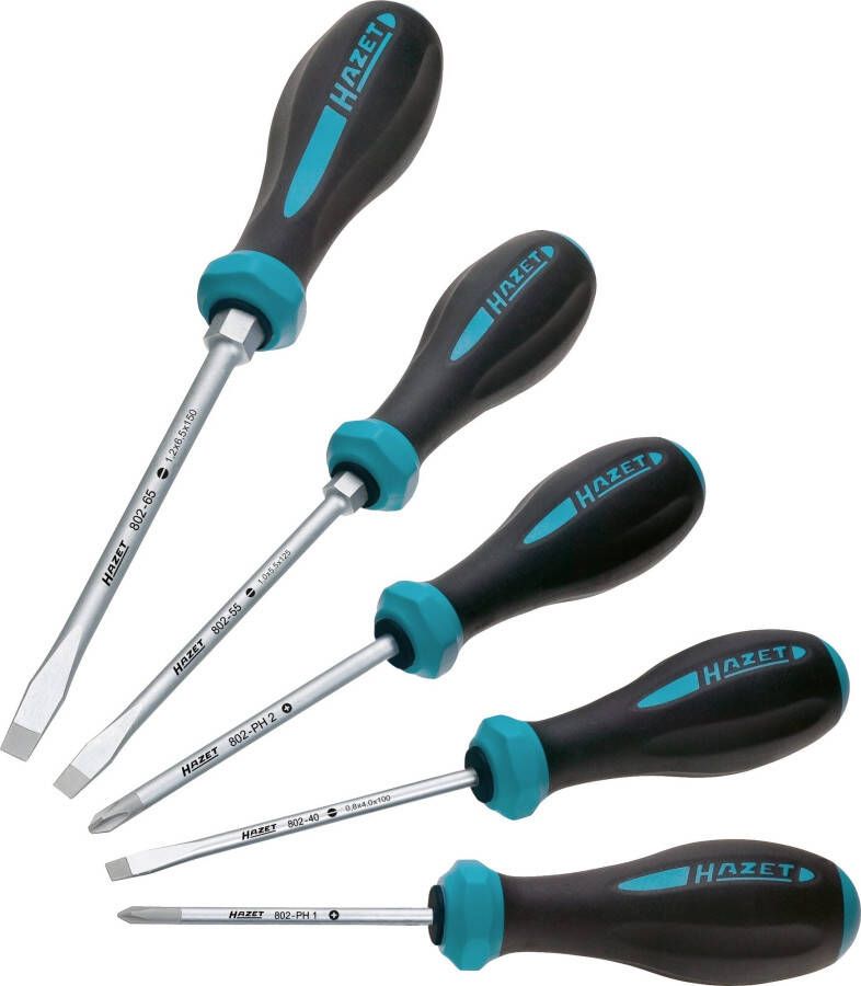 Hazet Schroevendraaierset HEXAnamic 802 5 Sleufprofiel Kruiskop profiel PH 5-delig 0 8 x 4 1 2 x 6 5 PH1 PH2