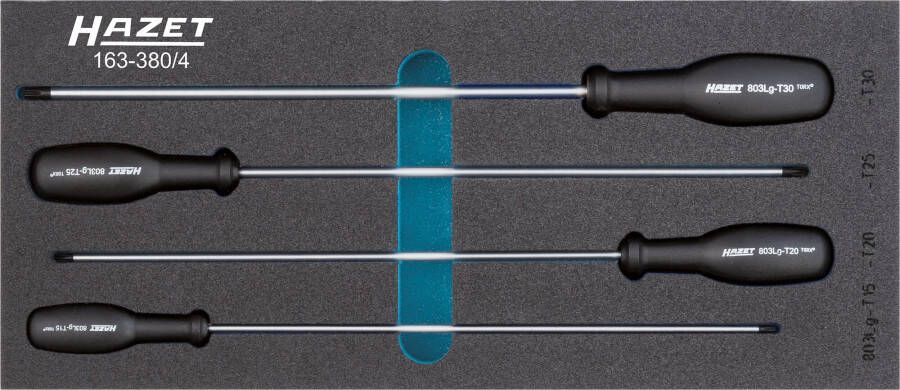 Hazet Schroevendraaierset · TORX 163-380 4 · Binnen-TORX -profiel · 4-delig · T15 · T20 · T25 · T30