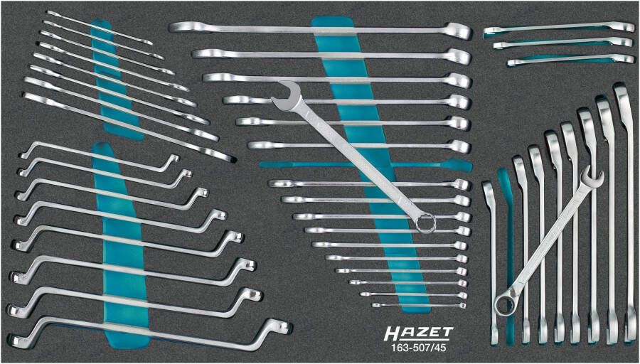 Hazet Sleutelgereedschapset 163-507 45 Buitentwaalfkant tractieprofiel Buiten-zeskant-profiel 45-delig 6 24