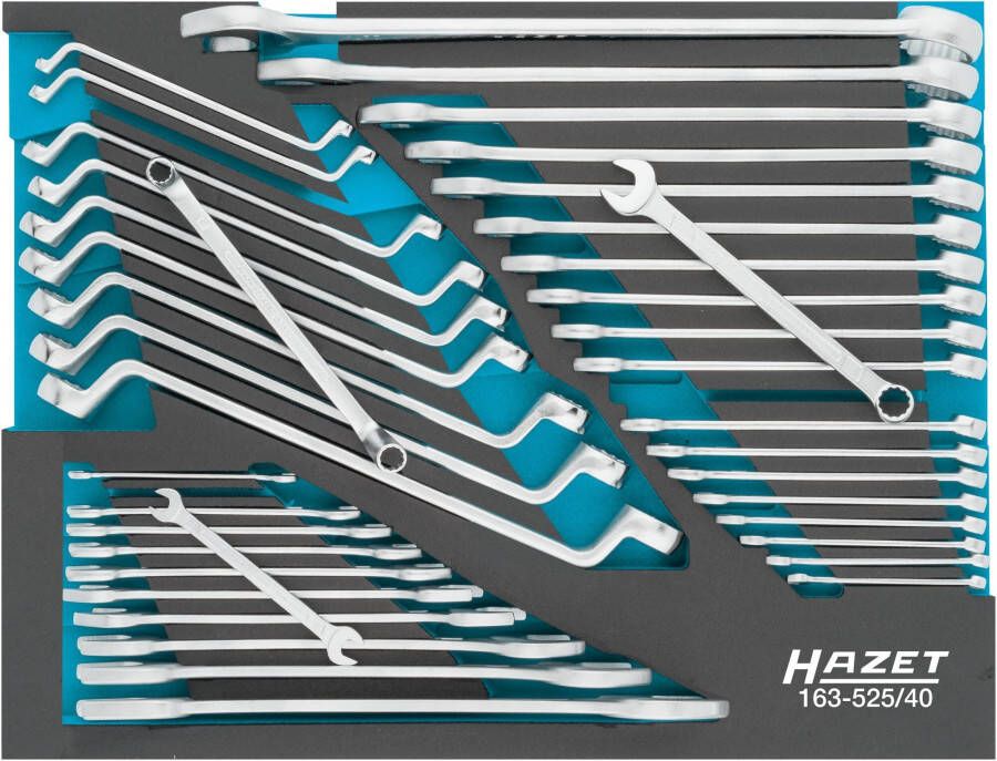 Hazet Sleutelgereedschapset 163-525 40 Buiten-zeskant-profiel Buitentwaalfkant tractieprofiel 40-delig 6 x 7 34 x 36