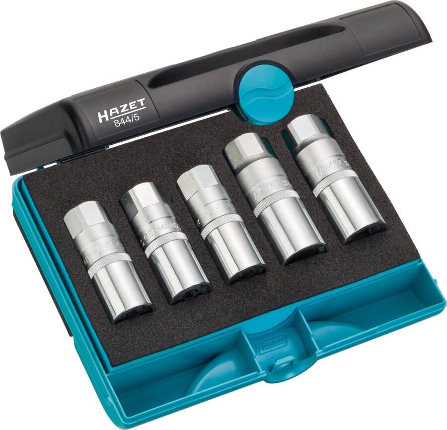 Hazet Tapeind uitdraaiset 844 5 · 1 2 inch (12 5 mm) vierkant hol · 5-delig