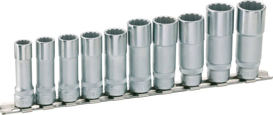 Hazet Twaalfkant-dopsleutelset 880TZ 10H · 3 8 inch (10 mm) vierkant hol · Buitentwaalfkant profiel · 10-delig · 10 · 11 · 12 · 13 · 14 · 15 · 16 · 17
