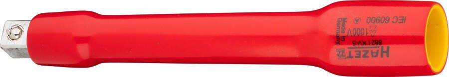Hazet Verlengstuk · geïsoleerd 8821KV-5 · 3 8 inch (10 mm) vierkant hol · 3 8 inch (10 mm) vierkant massief · Lengte: 142 mm