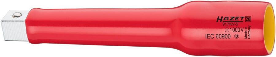Hazet Verlengstuk · geïsoleerd 917KV-5 · 1 2 inch (12 5 mm) vierkant hol · 1 2 inch (12 5 mm) vierkant massief · Lengte: 140 mm
