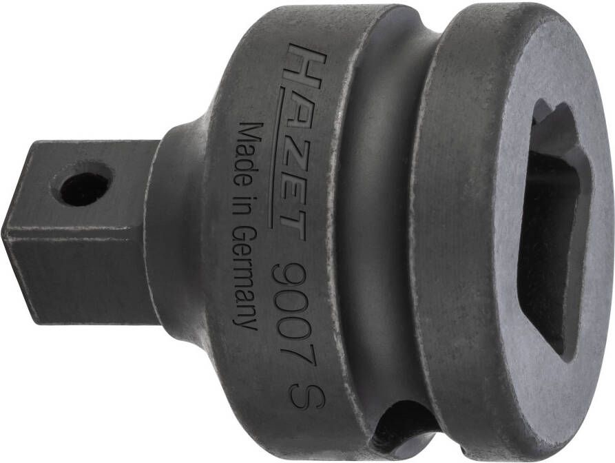 Hazet Verloopstuk 9007S · 1 2 inch (12 5 mm) vierkant hol · 3 8 inch (10 mm) vierkant massief · Lengte: 37 mm