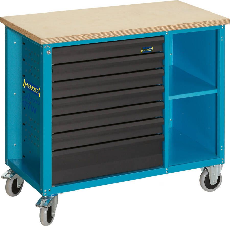 Hazet Werkbank rijdend Assistent 177W enkel 177W-7 L x B x H: 1040 mm x 520 mm x 934 mm Laden ondiep: 6 x 79 x 527 x 348 mm Laden diep: