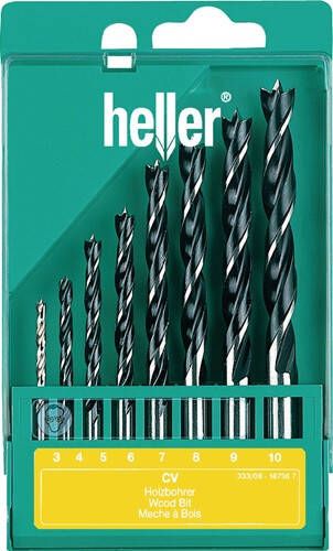 Heller Set CV-houtspiraalboren | 8 delig | d. 3 4 5 6 7 8 9 10 mm | chroom-vanadiumstaal | 1 stuk 18736