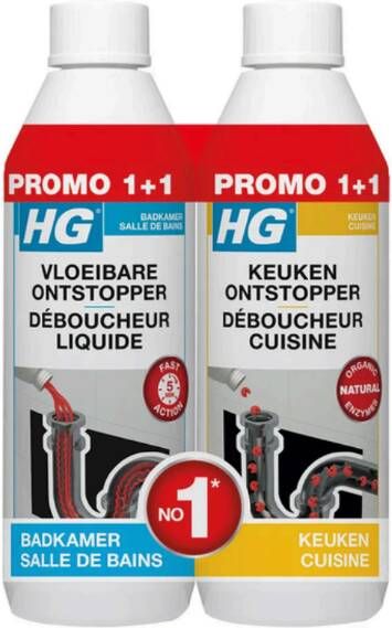 HG Vloeibare Ontstopper & Keukenontstopper Promopack 2 x 500 ml 11336372