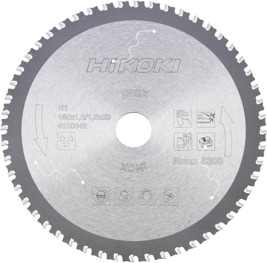 Hikoki Accessoires Cirkelzaagblad Inox 150 x 20 Z52 Trapezium Vlakke Tand 4100042