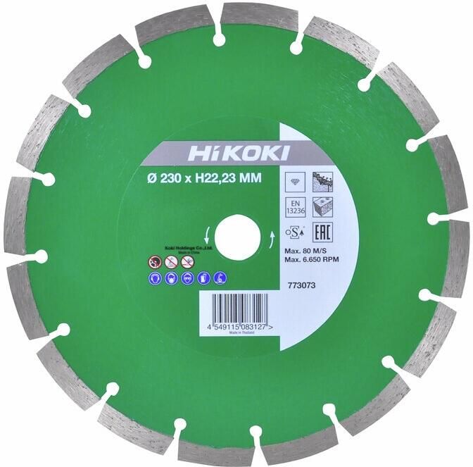 Hikoki Accessoires Diamantzaagblad 230 x 10 0 x 22 23 mm Universeel Ds 773073