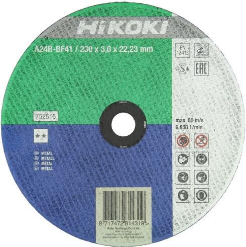 Hikoki accessoires Doorslijpschijf 115X2 5Mm Vlak Voor Metaal 752511