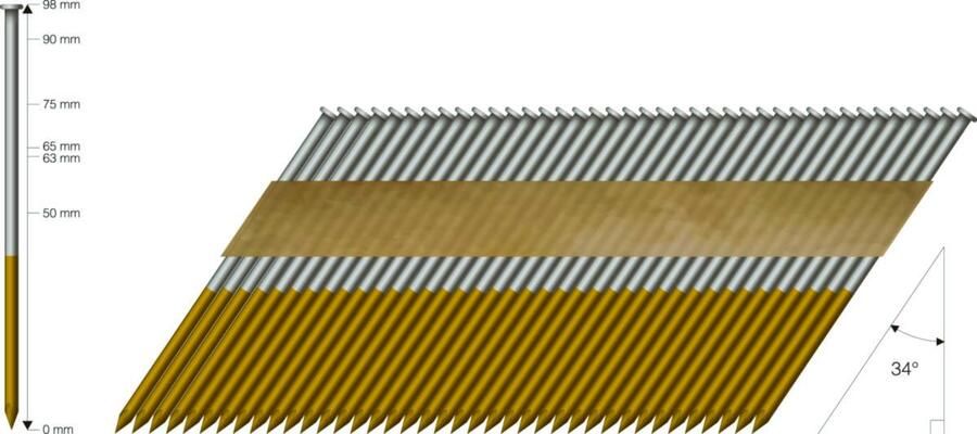 Hikoki Accessoires Nagels 34° D-kop | 3 1 x 90 mm | Glad | Thermisch verzinkt | 2000 st. 4103001