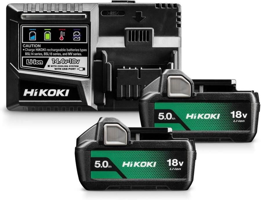 Hikoki BoosterPack 2x 5.0Ah accu BSL1850MA + Lader UC18YSL3 UC18YSL3WKZ