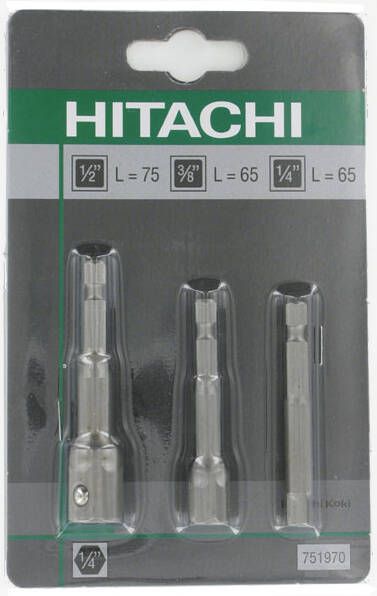 Hikoki Accessoires Adapters. 3-dlg 1 4"-3 8"-1 2" | 751970