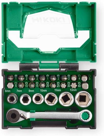 Hikoki Accessoires BIT BOX 24 PCS (BOX 1) Bitset en doppenset met ratel 40030020