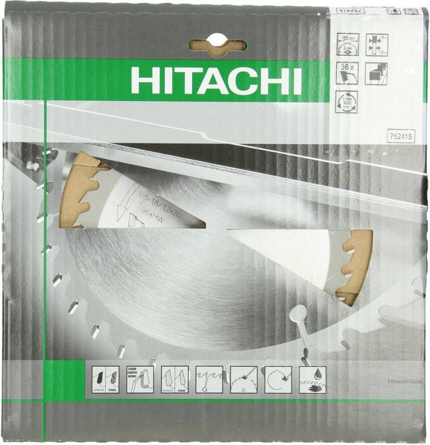 Hikoki Accessoires Hardmetalen Cirkelzaagblad 165X20 Z36 Dun Met Flr Tandvorm Voor Accumachines 752415