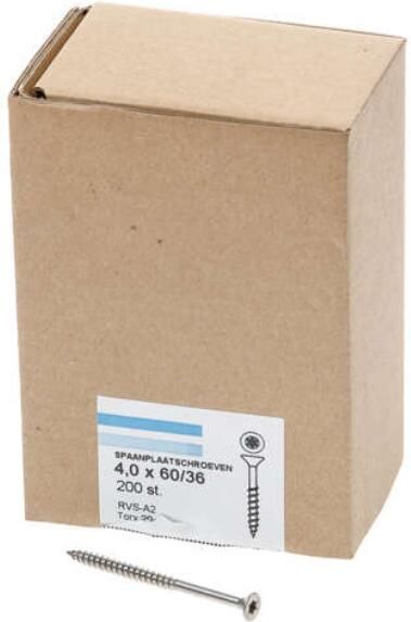 Hoenderdaal Fasteners Hoenderdaal Spaanplaatschroef Rvs-A2 Platkop deeldraad Torx TX20 4.0X70 42 | 200 stuks 0206.30.26201