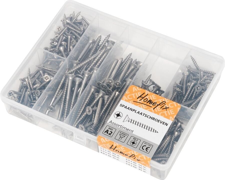 Homefix Organizer 7-Vaks Spaanplaatschroeven Rvs-A2 Pk 8900.01.32000